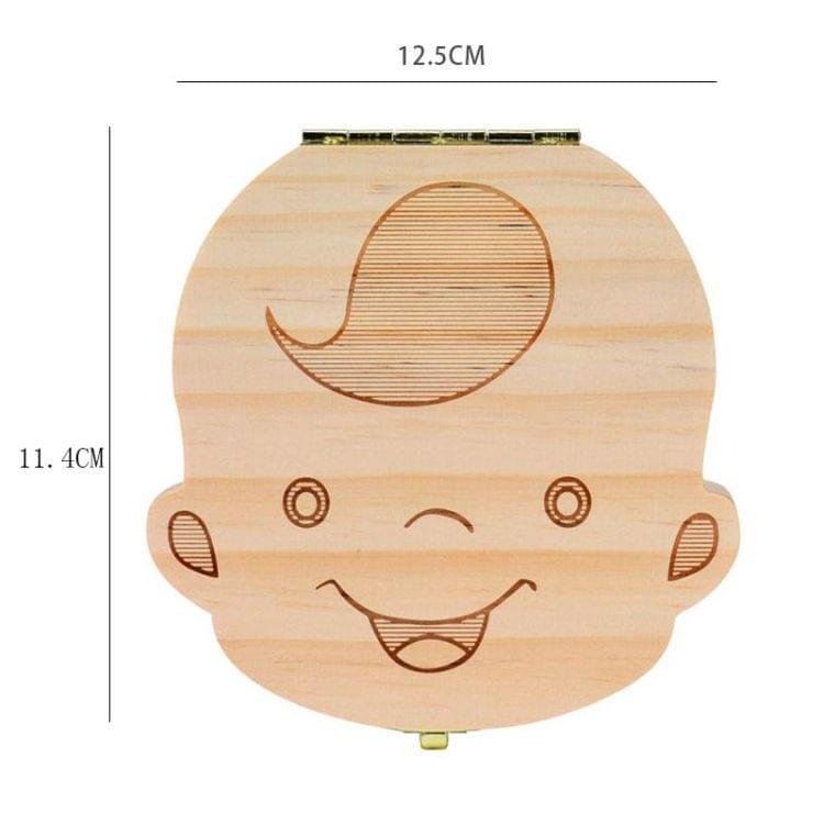 Wood Baby Teeth Box Organizer Milk Teeth Storage Box, Language:Russian(Boy)