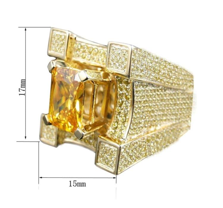 Men Luxurious Microencrusted Zircon Ring, Ring Size:6(Gold)