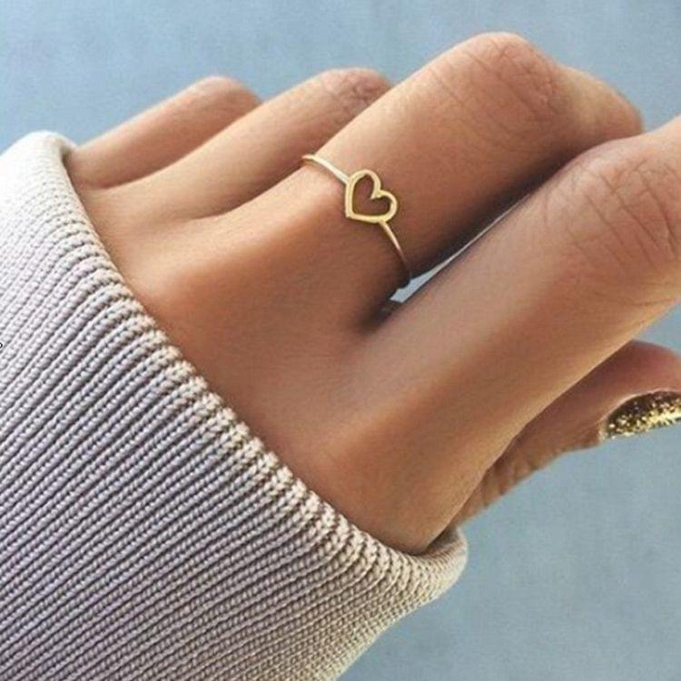 Fashion Heart Shaped Wedding Ring for Woman Rose Gold(6)