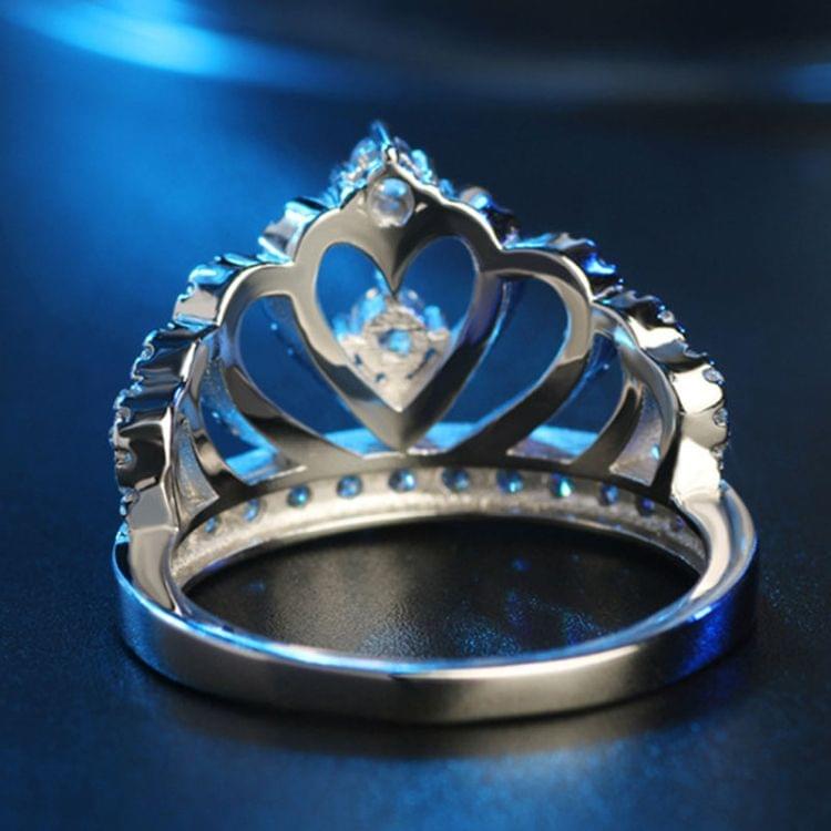 Princess Queen Crown-shaped Platinum Plated Zircon Ring, US Size: 6, Diameter: 16.5mm, Perimeter: 51.9mm(Silver)