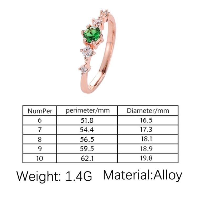 Fashion Women Vintage with Diamond Metal Ring, Ring size:6(Green)