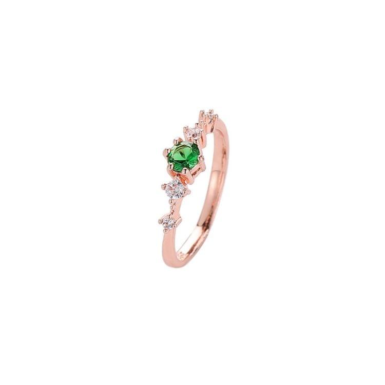 Fashion Women Vintage with Diamond Metal Ring, Ring size:6(Green)