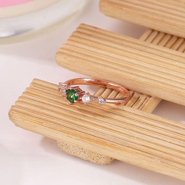 Fashion Women Vintage with Diamond Metal Ring, Ring size:6(Green)