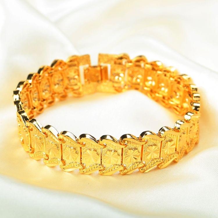 OPK Copper Plated Thick Gold Flower Shape Bracelet for Men