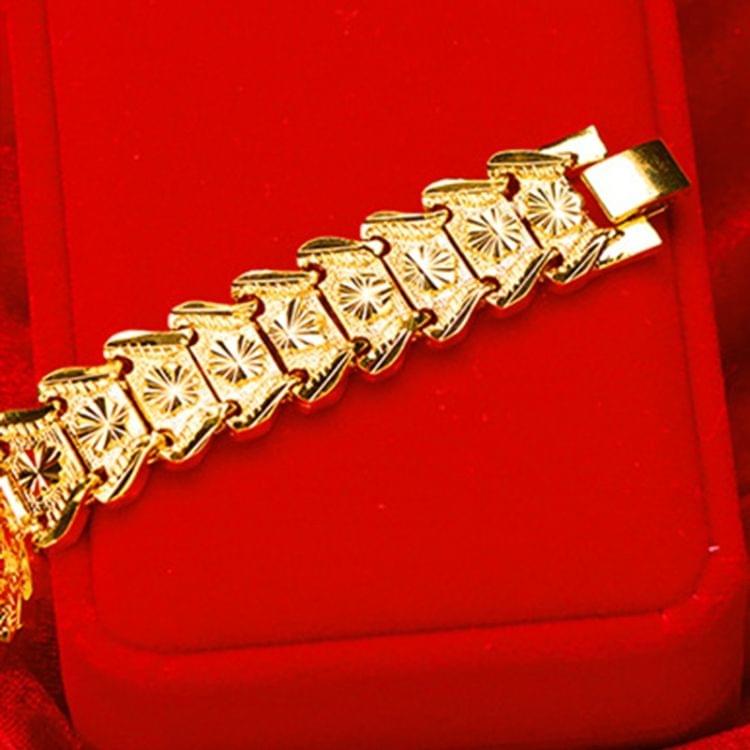 OPK Copper Plated Thick Gold Flower Shape Bracelet for Men