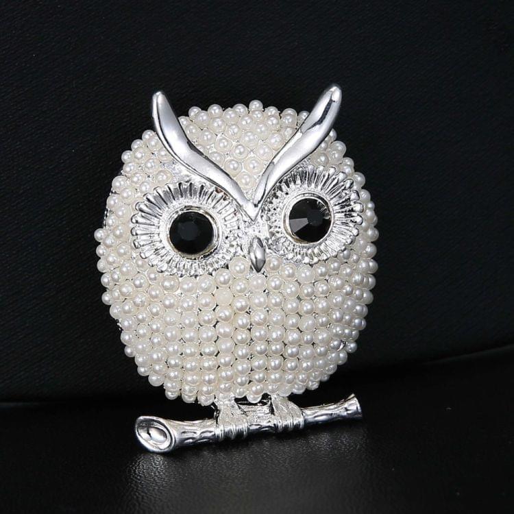 Pearl Brooches Owl Animal Brooches For Women(Sliver)