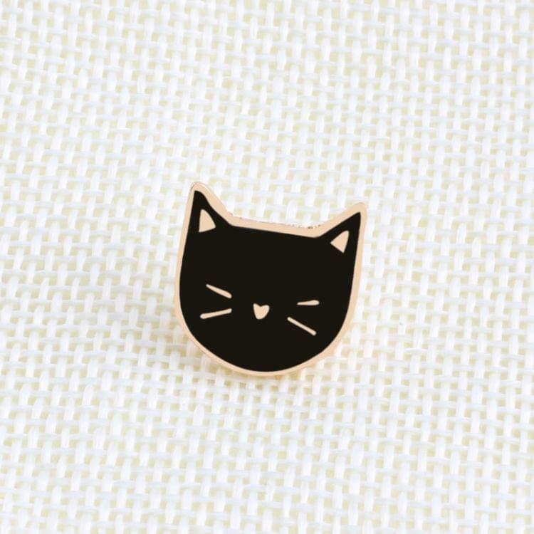2PCS Cartoon Cute Cat Animal Brooch Pin Badge Decorative(black+white)