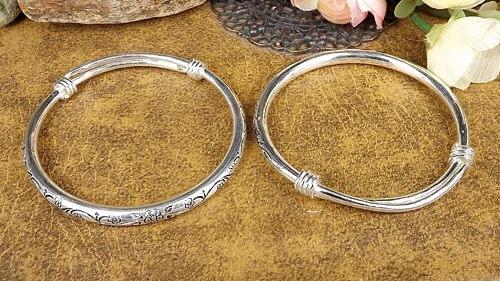 Bohemian Vintage Retro Silver Bangles Women Classic Handmade Tibetan Silver Carved Plum Cuff Bracelets
