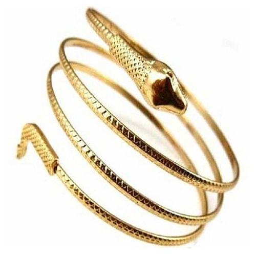 2 PCS Punk Fashion Coiled Snake Spiral Upper Arm Cuff Armlet Bangle Bracelet(Golden)