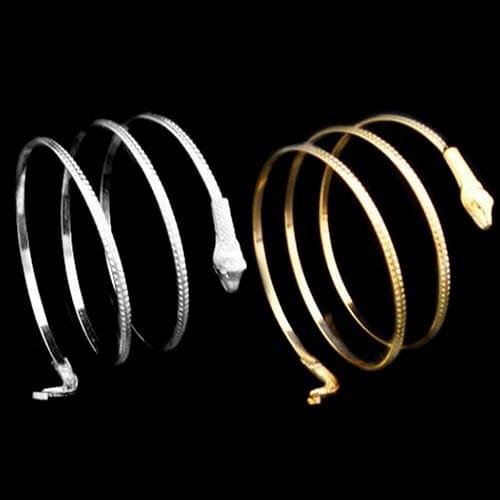 2 PCS Punk Fashion Coiled Snake Spiral Upper Arm Cuff Armlet Bangle Bracelet(Silver)