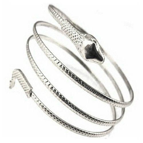 2 PCS Punk Fashion Coiled Snake Spiral Upper Arm Cuff Armlet Bangle Bracelet(Silver)