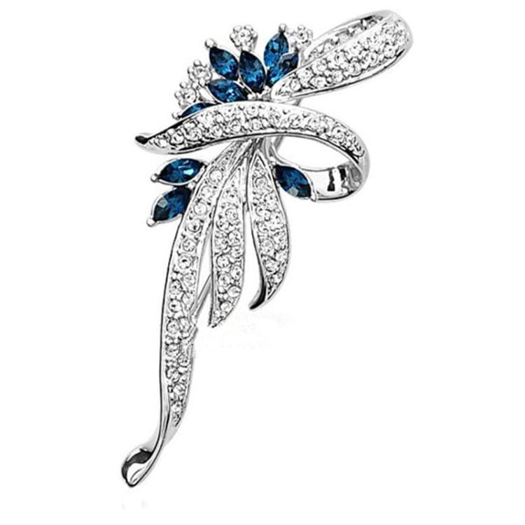 Women Retro Fashion Crystal Brooches(Silver Blue)