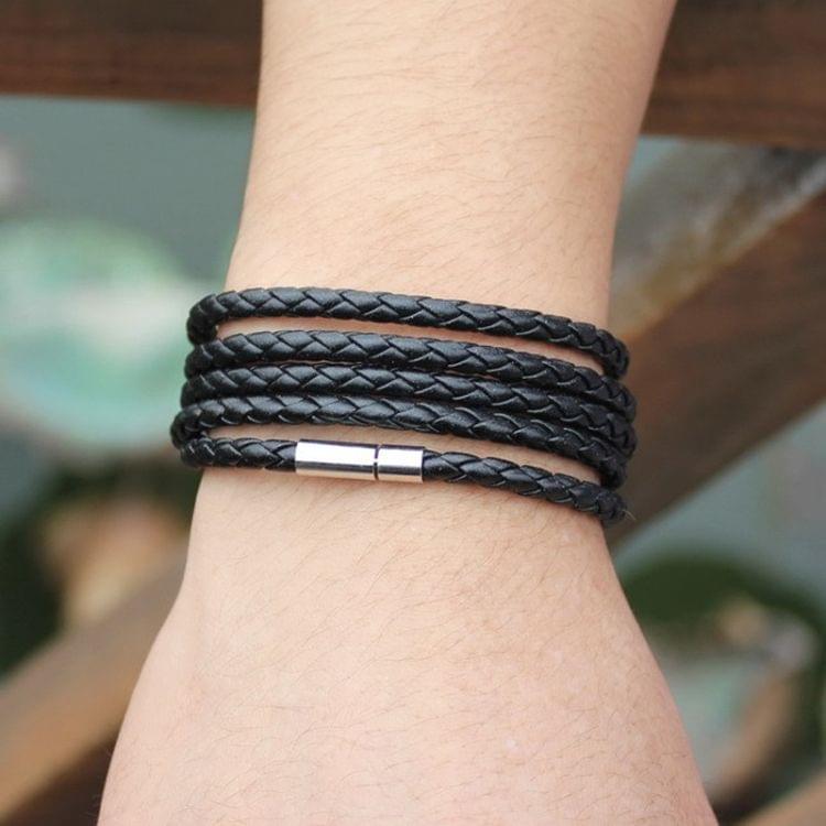 Couple Leather Bracelet Men Charm Vintage Black Bracelet(Coffee)