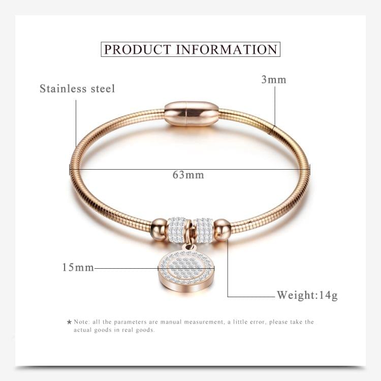 Coin Magnet Clasp with Snake Chain Stainless Steel Bracelet Bangles(Gold)