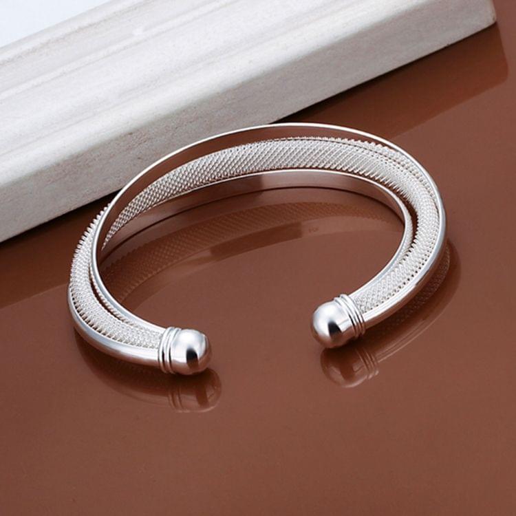 Women Two-wire Silver Plated Open Bracelet(WG2328)