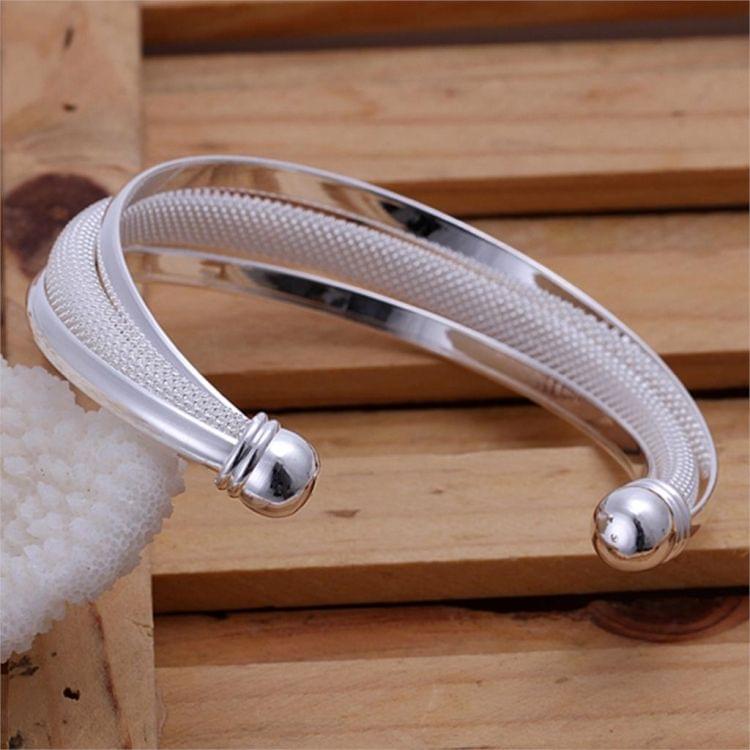 Women Two-wire Silver Plated Open Bracelet(WG2328)