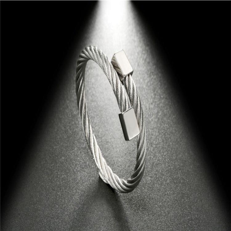 Original Personality Fashion Men Jewelry Stainless Steel Bracelet Classic Square Head Steel Wire Bracelet