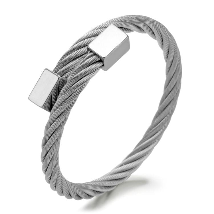 Original Personality Fashion Men Jewelry Stainless Steel Bracelet Classic Square Head Steel Wire Bracelet