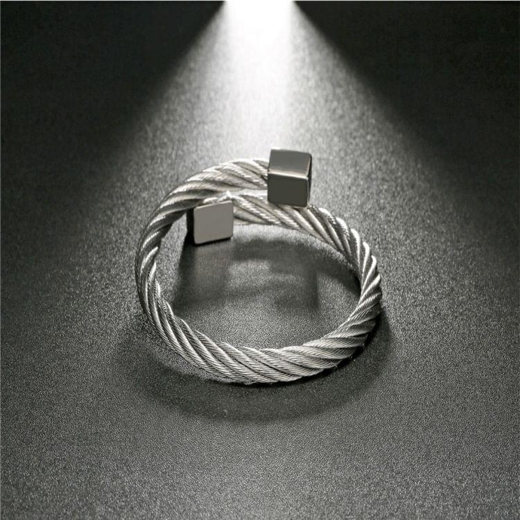 Original Personality Fashion Men Jewelry Stainless Steel Bracelet Classic Square Head Steel Wire Bracelet
