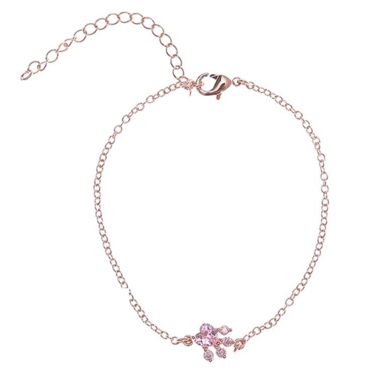 Pink Paw Crystal Stone Bracelet