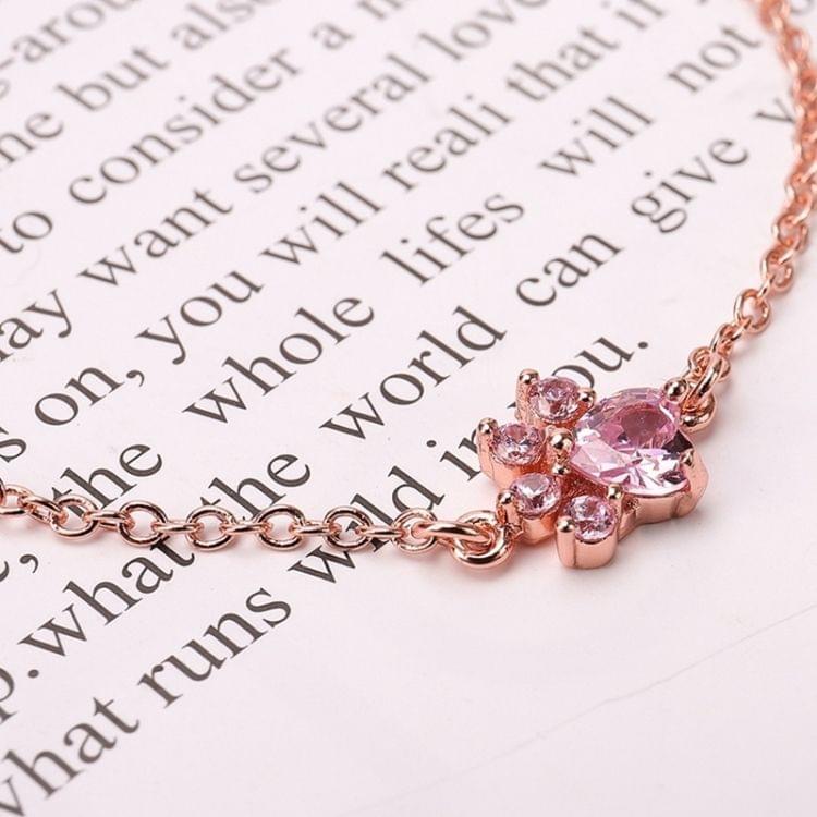 Pink Paw Crystal Stone Bracelet