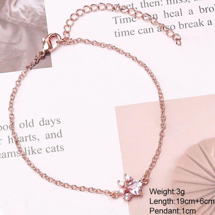 Pink Paw Crystal Stone Bracelet