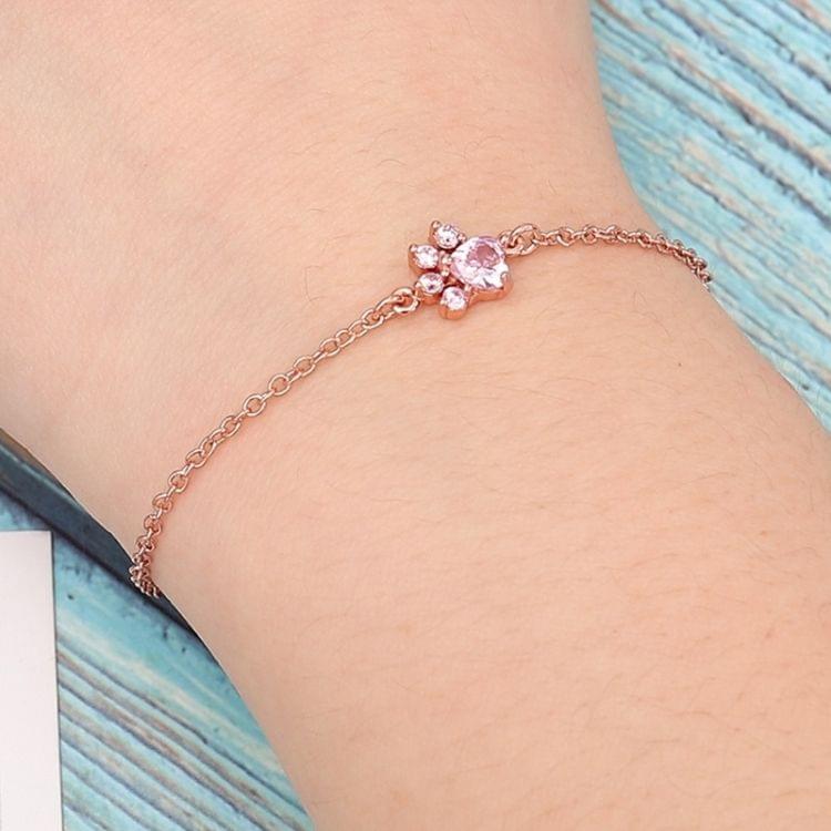 Pink Paw Crystal Stone Bracelet