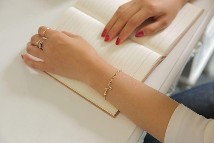 3PCS Women Fashion Simple Waves Heart Rate Lightning Summer Style Beach Bracelets(gold)