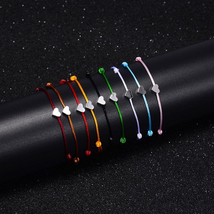 Handmade Rope Adjustable String Lucky Heart Bracelet(Black-gold)