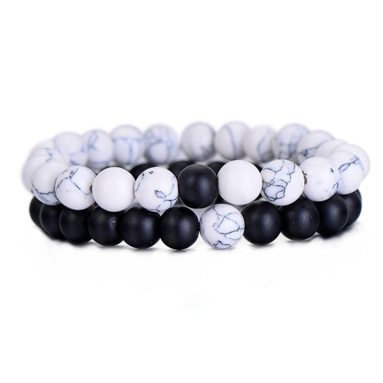 2PCS/Set Couples Distance Bracelet Classic Natural Stone Beaded Bracelets