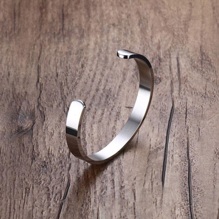 8mm Width Women Men Stainless Steel Surface Bracelet Bangle(Black)