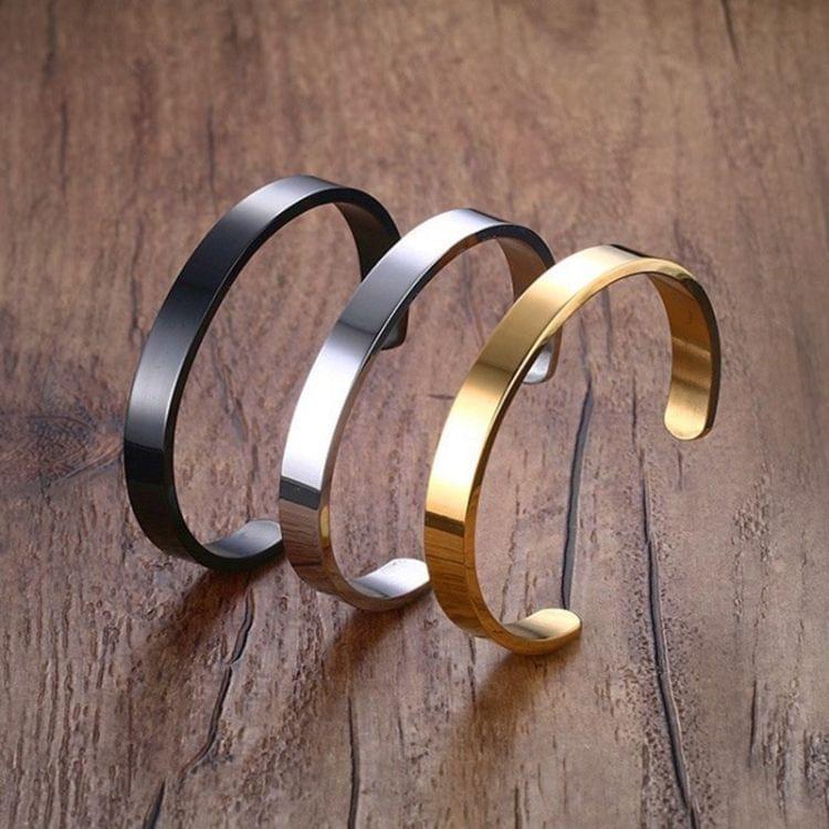8mm Width Women Men Stainless Steel Surface Bracelet Bangle(Black)