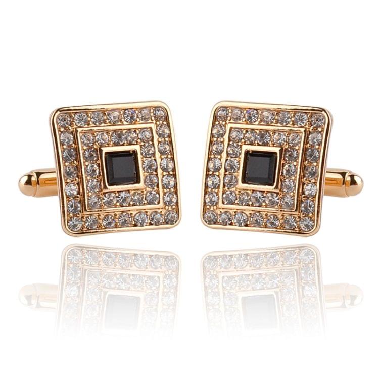 Classic Luxury Rhinestone Crystal Square Custom Enamel Men Cufflink Male French Shirt Cuff links Wedding(Silver Plated)