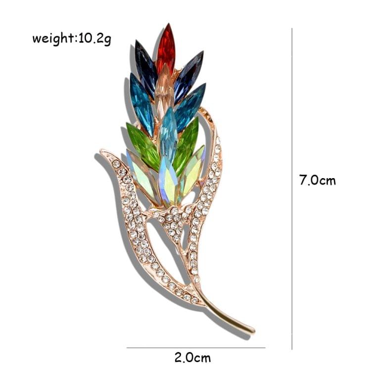 2 PCS Multi-color Crystal Wheat Brooches Women Rhinestone Brooch Pin Fashion Flower Style Jewelry Coat Dress Corsage
