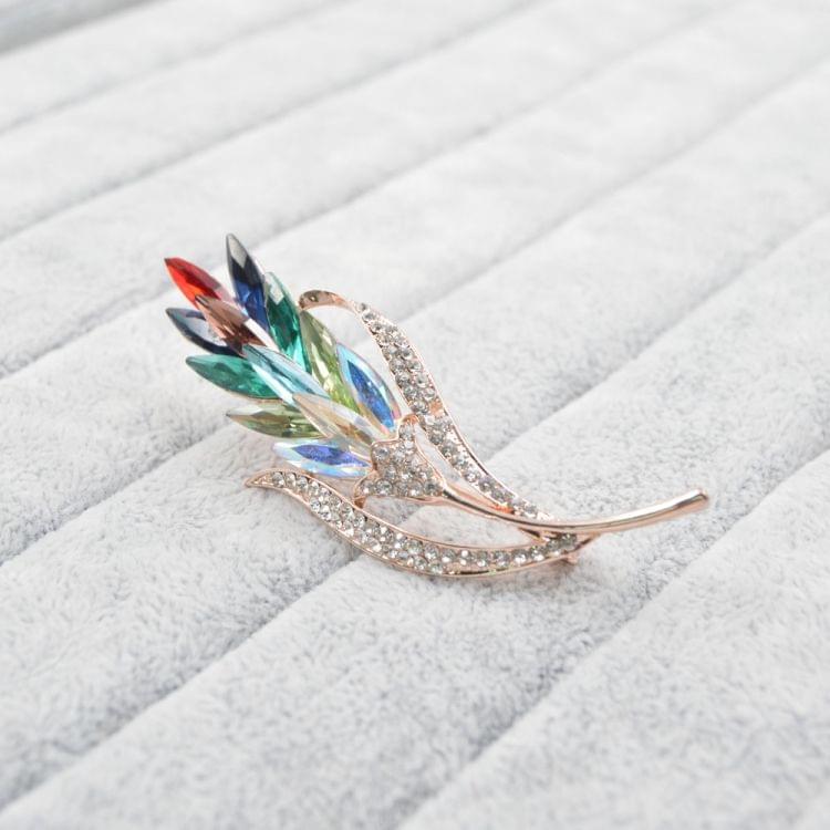 2 PCS Multi-color Crystal Wheat Brooches Women Rhinestone Brooch Pin Fashion Flower Style Jewelry Coat Dress Corsage