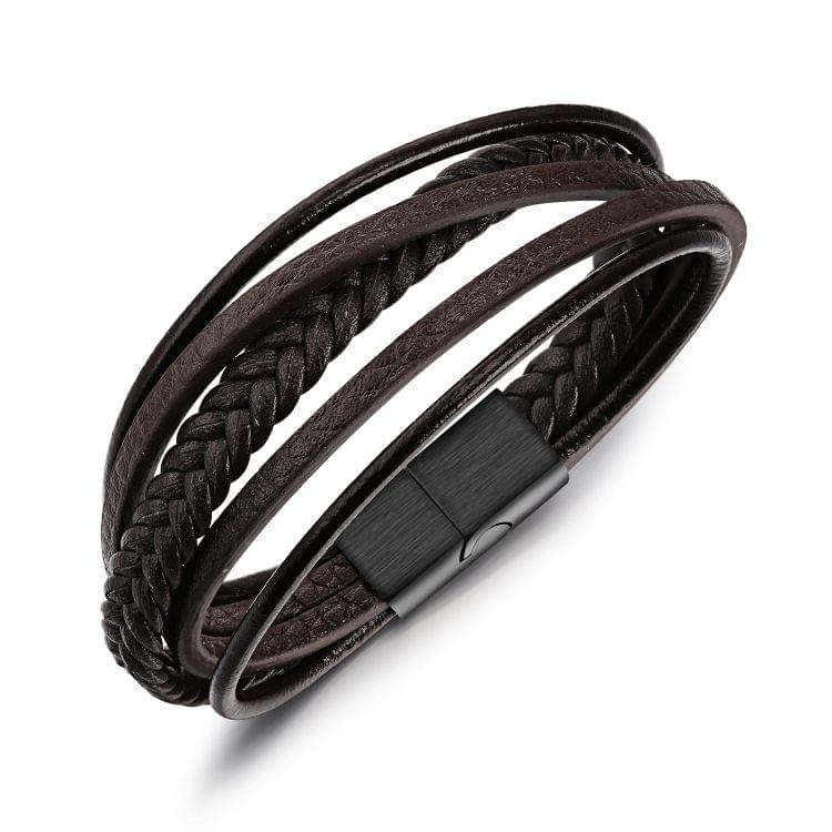 OPK Hand-woven Multi-layer Creative Ethnic Style Leather Bracelet for Men (Brown)