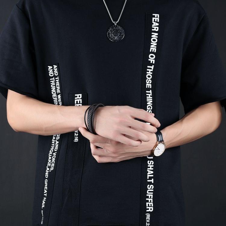 OPK Hand-woven Multi-layer Creative Ethnic Style Leather Bracelet for Men (Brown)