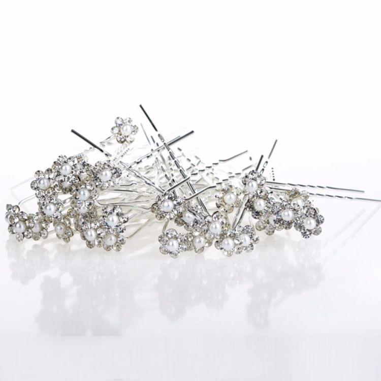 40 PCS Women Wedding Hair Pins Jewelry Accessories Simulated Pearl Flower Bridal Hairpins Bridesmaid Hair Clips Antique Silver Plated(White)