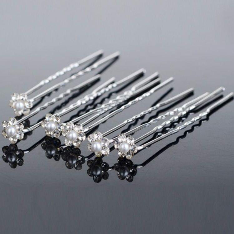 40 PCS Women Wedding Hair Pins Jewelry Accessories Simulated Pearl Flower Bridal Hairpins Bridesmaid Hair Clips Antique Silver Plated(White)
