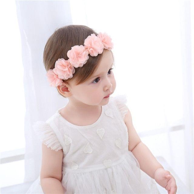 Baby Girl Flower Headband Handmade DIY Headwear Hair accessories(white)