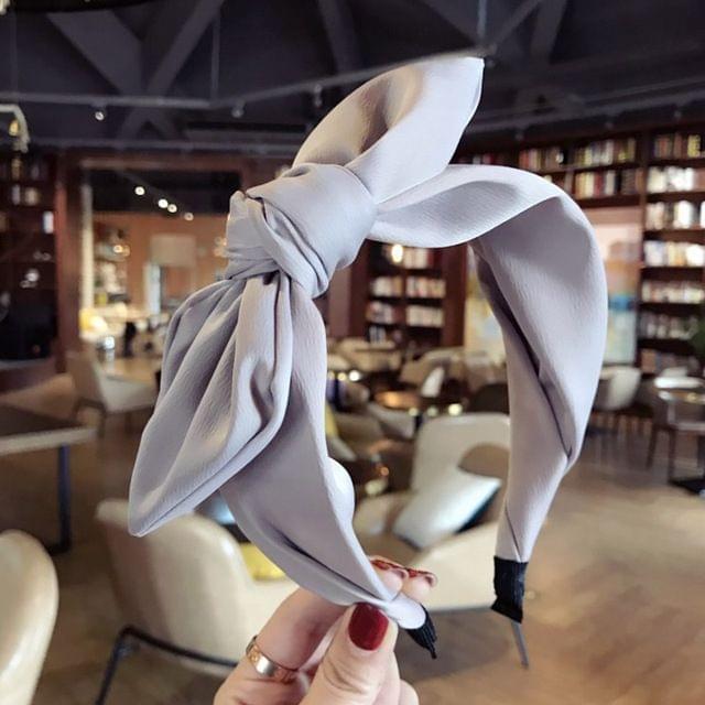Rabbit Ears Cloth Bow Headband Girls Hair Hoop Bands Accessories(Grey)
