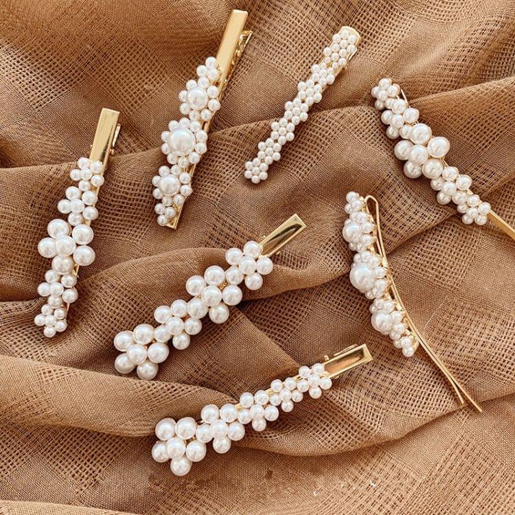 Imitiation Pearl Flower Hairpins Vintage Long Barrettes Hair Clips Crystal Metal Hair Accessories Hairgrip
