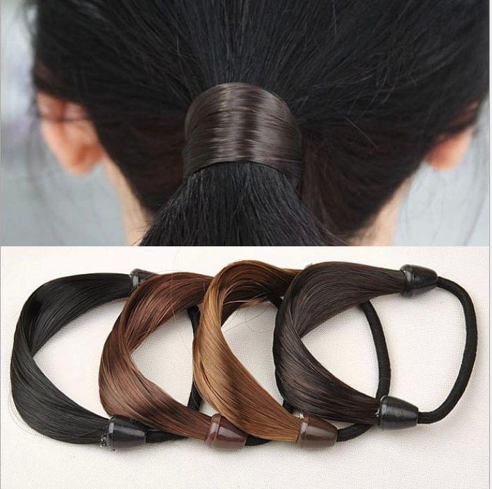 Wig Elastic Hair Band Rope Scrunchie Ponytail Holder Hair Accessories(Natural Black)