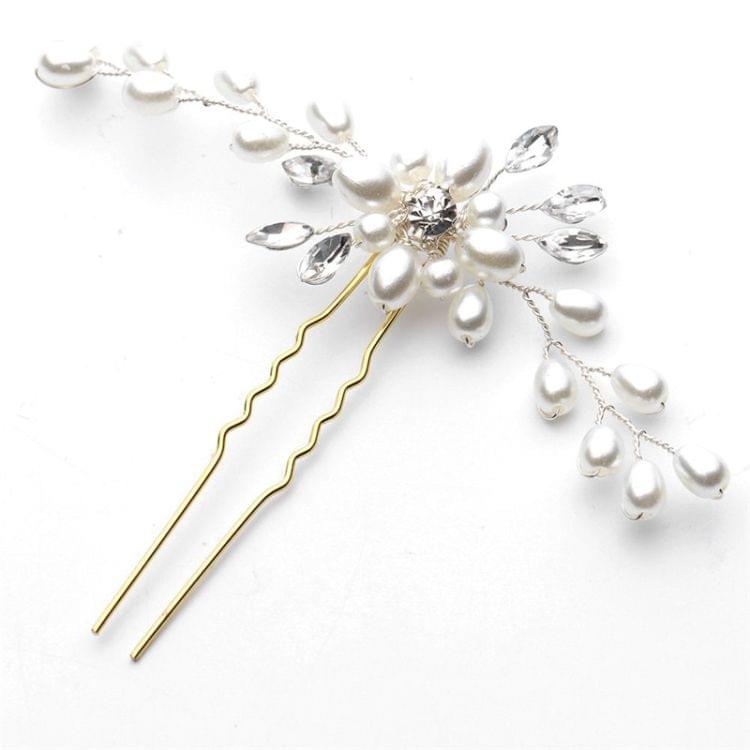Elegant Bridal Wedding Crystal Pearl Flower Hair Pins Handmade Bridesmaid Bridal Veil Hair Accessories(Sliver)