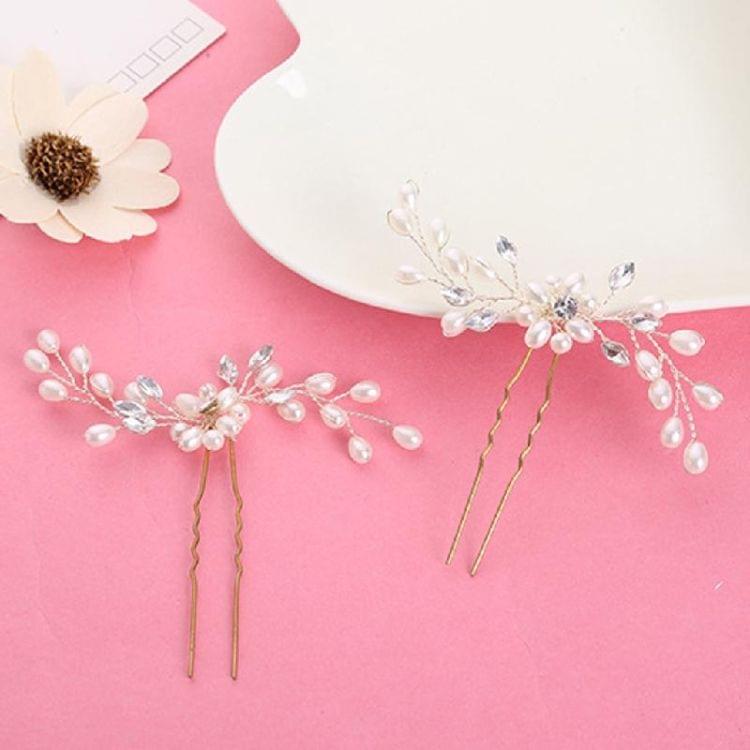 2PCS Festival Wedding Hair Accessories Bridal Hair Stick Floral Hairpin Beautiful Headdress Plait Hair Clip Vine Accessories