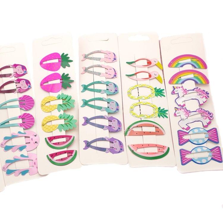 6 PCS/Set Kids Hair Accessories Fruit Hairpins Cartoon Rainbow Hair Clip(Candy rainbow 5#)