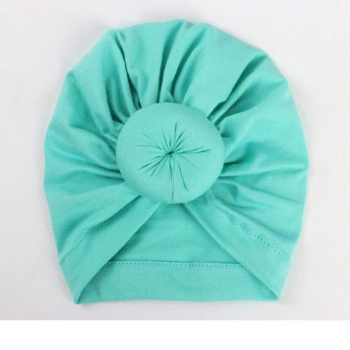 Toddler Infant Baby Kids Cotton Turban Knot Bunny Ear Hat Head Wrap Headband(Light green)