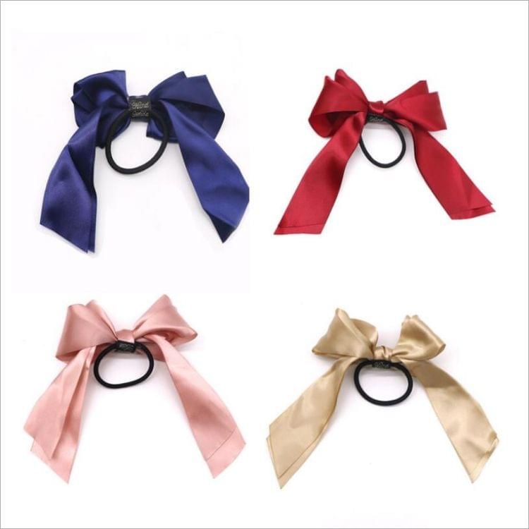 3PCS Women Rubber Bands Tiara Satin Ribbon Bow Hair Band Rope Scrunchie Ponytail Holder(Blue)