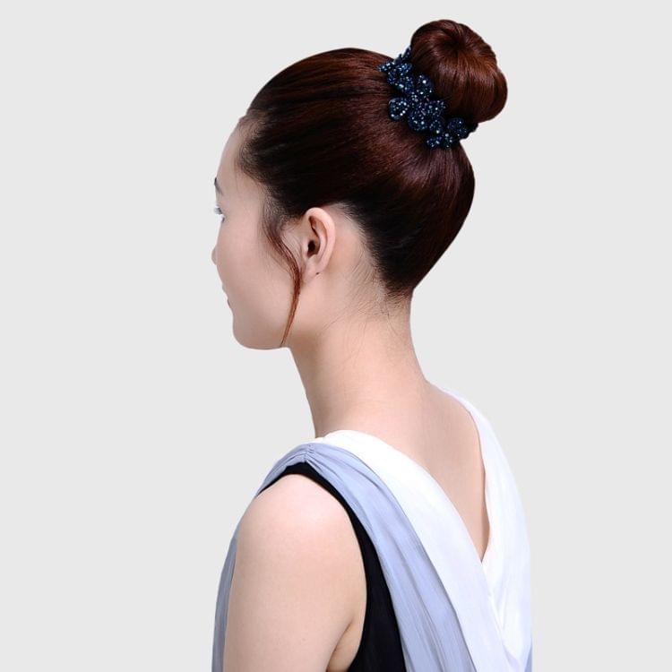 Meatball Hair Accessories Women Hair Claws Headwear Rhinestone Flower Hairpin Bird Nest Type Twist Clip(Grey Blue)