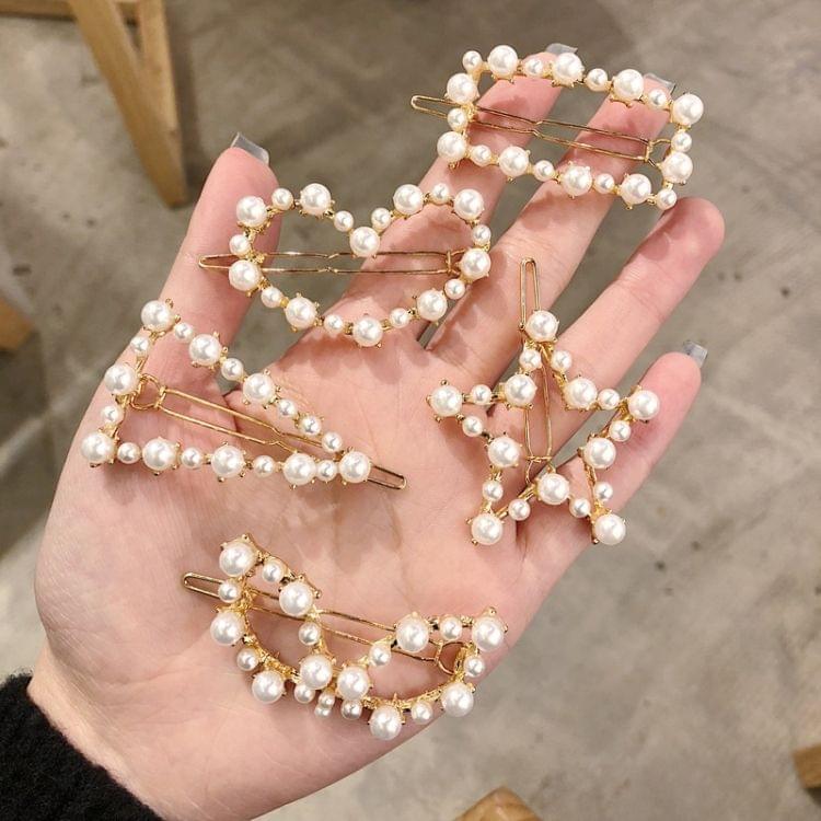 Geometric Irregular Pearl Hairpins Girls Delicate Hair Grip(Crown)